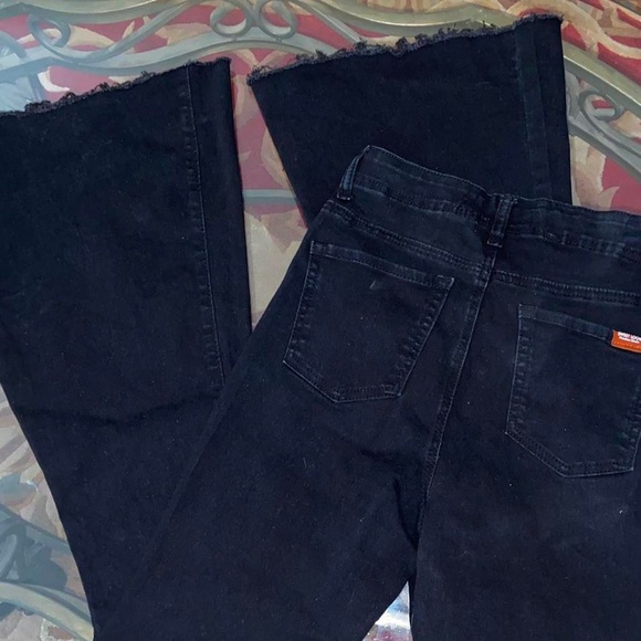 Urban Outfitters black high hem waist ultra flare bell bottom pants y2k jeans - Picture 15 of 16